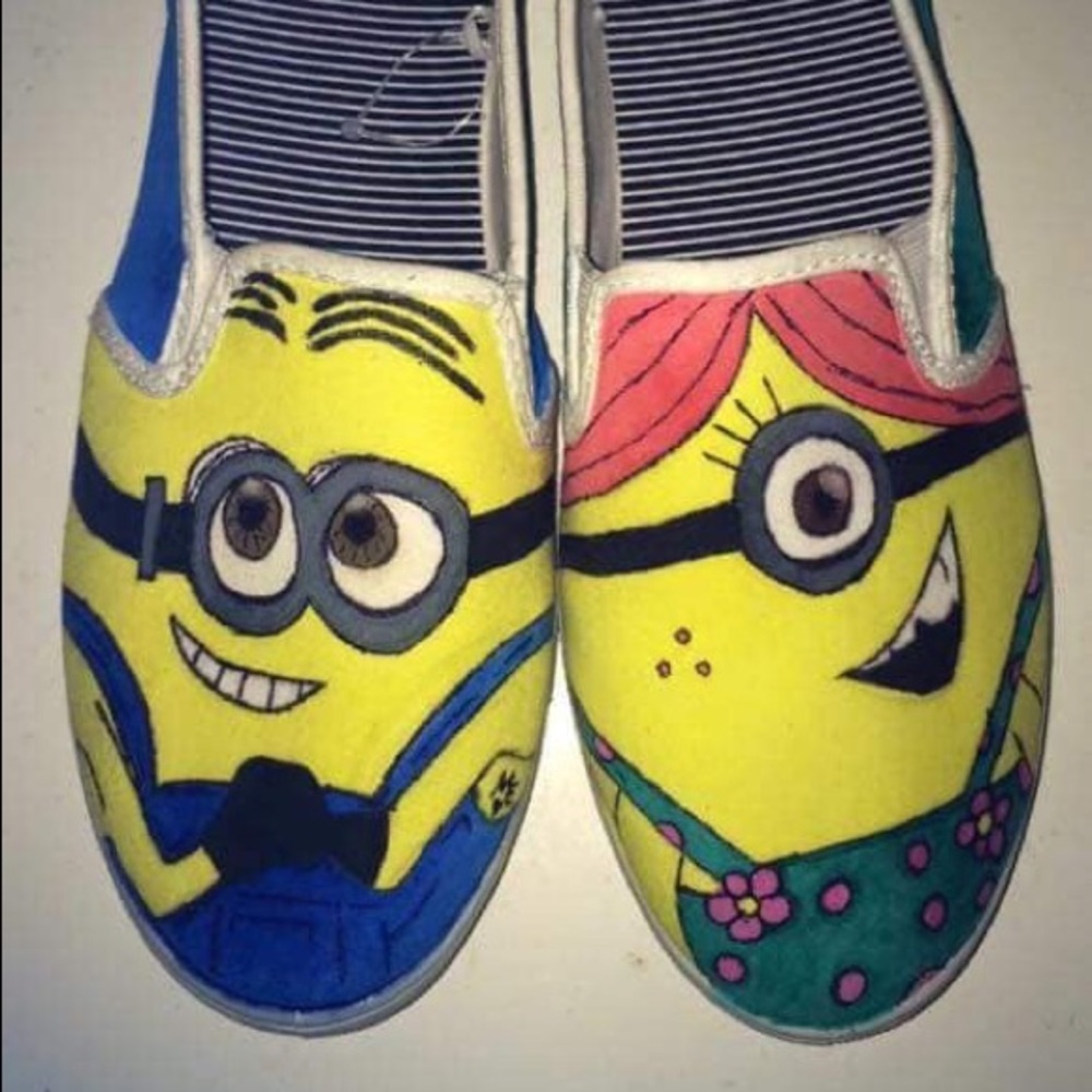 Hand painted minion shoes